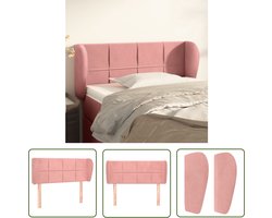 vidaXL Hoofdeinde - Hoofd Bord - Hoofdbord met randen 93x23x78/88 cm fluweel roze - Beddecoratie - Velvet - Roze