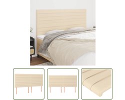 vidaXL Hoofdeinde - Hoofd Bord - Hoofdborden 4 st 100x5x78/88 cm stof crèmekleurig - Beddecoratie - Bedroom Decor - Stoffen Hoofdbord