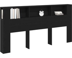 vidaXL - Hoofdeinde - Kast - Zwart - Eiken - 200 - x - 18,5 - x - 102,5 - cm - Bewerkt - hout