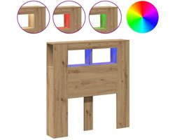 vidaXL - Hoofdeinde - met - LED - 100x18,5x103,5 - cm - hout - artisanaal - eikenkleur
