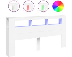 vidaXL - Hoofdeinde - met - LED - 200x18,5x103,5 - cm - bewerkt - hout - wit