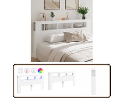vidaXL Hoofdeinde met LED - 200x18,5x103,5 cm - Wit Hoofdbord Met LED - Hoofdborden Met LED - Hoofdbord - Hoofdbord Bed