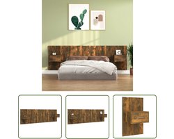 vidaXL Hoofdkussen - Hoofd Bord - Hoofdbord met kastjes bewerkt hout gerookt eikenkleurig - Wandmontage - Houten Meubels - Slaapkamersdecoratie