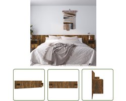 vidaXL Hoofdkussen - Hoofd Bord - Hoofdbord met kastjes bewerkt hout gerookt eikenkleurig - Wandmontage - Slaapkamers - Houten Meubels