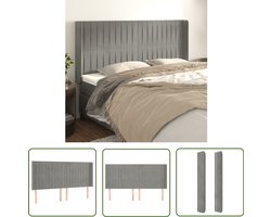 vidaXL Hoofdkussen - Hoofd Bord - Hoofdbord met randen 203x16x118/128 cm fluweel lichtgrijs - Beddengoed - Slaapcomfort - Velvet Meubilair