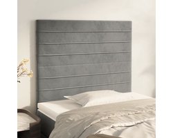 vidaXL Hoofdkussen - Hoofd Bord - Hoofdborden 2 st 80x5x78/88 cm fluweel lichtgrijs - Beddengoed - Tweepersoonsbed - King Size Bed