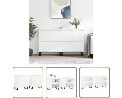 vidaXL Hoogglans Wit - Dressoirs - Dressoirs 2 st bewerkt hout hoogglans wit - Houten Dressoirs - Vintage Dressoirs - Badkamerkast