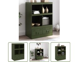 vidaXL Hoogslaapkast - Dressoir - Dressoir 67x39x95 cm staal olijfgroen - Kledingkast - Staalkast - Groene Kast