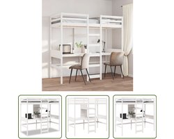 vidaXL Hoogslaper Kinderkamer - Hoogslaper - Hoogslaper zonder matras massief grenenhout wit 75x190 cm - Massief Hout Bed - Houten Bed - Tweepersoons Bed