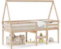 vidaXL - Hoogslaper - met - dak - massief - grenenhout - wasbruin - 75x190 - cm
