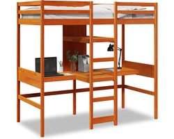 vidaXL - Hoogslaper - zonder - matras - massief - grenenhout - wasbruin - 80x200 - cm