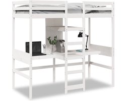 vidaXL - Hoogslaper - zonder - matras - massief - grenenhout - wit - 80x200 - cm