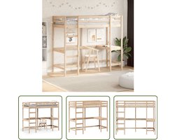 vidaXL Hoogsteun - Hoogslaper - Hoogslaper met bureau massief grenenhout 75x190 cm - Kidsmeubilair - Kinderkamer - Bureau