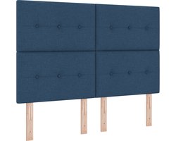vidaXL - Hoogte - verstelbaar - hoofdbord - met - hoofdeinde - Blauw - 160 - cm - Stof