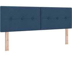 vidaXL - Hoogte - verstelbaar - hoofdbord - met - hoofdeinde - Blauw - 160 - cm - Stof