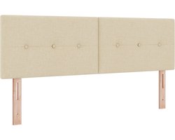 vidaXL - Hoogte - verstelbaar - hoofdbord - met - hoofdeinde - Crème - 160 - cm - Stof