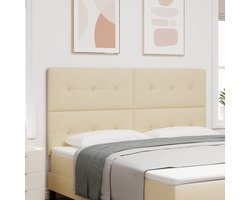 vidaXL - Hoogte - verstelbaar - hoofdbord - met - hoofdeinde - Crème - 180 - cm - Stof