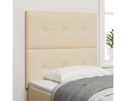 vidaXL - Hoogte - verstelbaar - hoofdbord - met - hoofdeinde - Crème - 90 - cm - Stof