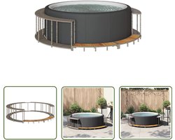vidaXL Hotspa Cover - Hottub Ombouw - Hottub ombouw opbergruimte en houten opstapje poly rattan grijs - Buitendouche - Relax Ruimte - Tuindecoratie