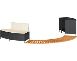 vidaXL - Hottub-ombouw - poly - rattan - en - massief - acaciahout - zwart