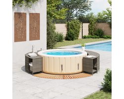 vidaXL Hottub-ombouw - Poly Rattan - Grijs