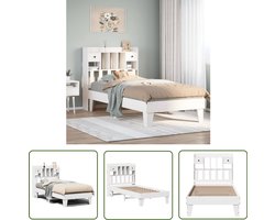 vidaXL Hout - Bedframe - Bedframe zonder matras massief grenenhout wit 75x190 cm - Grenen - Wit - Bedbank