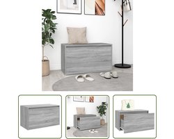 vidaXL Houten Bank - Halbank - Halbankje 80x40x45 cm bewerkt hout grijs sonoma eikenkleurig - Opbergbank - Entreebank - Grijze Bank