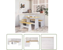 vidaXL Houten Bank - Hoekbank - Hoekbank REINE 151 cm massief grenenhout honingbruin en wit - Bankstellen - Lounge Meubilair - Bruine Bank
