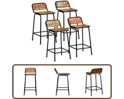 vidaXL Houten Barkrukken - Barkrukken - Barkrukken 4 st 46x35,5x80 cm massief gerecycled hout - Industriële Barkrukken - Vintage Barkrukken - Recycled Meubels