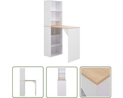 vidaXL Houten Bartafel - Bartafel - Bartafel met kast 115x59x200 cm wit - Bartafel Met Kast - Salontafel - Kookeiland