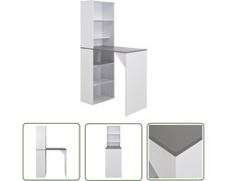 vidaXL Houten Bartafel - Bartafel - Bartafel met kast 115x59x200 cm wit - Bartafel Met Kast - Salontafel - Kookeiland