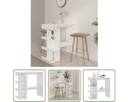 vidaXL Houten Bartafel - Bartafel - Bartafel met opbergrek 100x50x101,5 cm bewerkt hout wit - Wit Bartafel - Bartafel Met Opbergvak - Bartafel Met Voetensteun