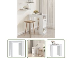 vidaXL Houten Bartafel - Bartafel - Bartafel met opbergrek 102x50x103,5 cm bewerkt hout wit - Witte Bartafel - Eetkamertafel - Salontafel