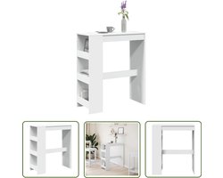 vidaXL Houten Bartafel - Bartafel - Bartafel met rekken 90x40x103,5 cm bewerkt hout wit - Salontafel - Kast Met Laden - Opslagkast