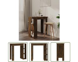 vidaXL Houten Bartafel - Bartafel - Bartafel met schap 102x50x103,5 cm bewerkt hout gerookt eiken - Bruine Bartafel - Salontafel - Kookeiland