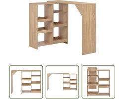 vidaXL Houten Bartafel - Bartafel - Bartafel met verplaatsbaar schap 138x39x110 cm eikenkleurig - Eiken Bartafel - Hoge Tafel - Bistrotafel
