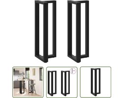 vidaXL Houten Bartafel - Bartafel Potten - Bartafelpoten 2 st T-vormig 50x35x(110-111) cm staal zwart - Bartafel Onderstel - Salontafel Poten - Industrieel Meubilair