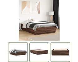 vidaXL Houten Bed - Bed Frame - Bedframe bewerkt hout bruin eikenkleur 120x190 cm - Bruine Eiken Kleur - Tweepersoons Bed - Slaapcomfort