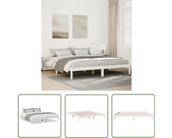vidaXL Houten Bed - Bed Frame - Bedframe extra lang zonder matras grenenhout wit 180x220 cm - Bed - Slaapkamers - Grenen Hout