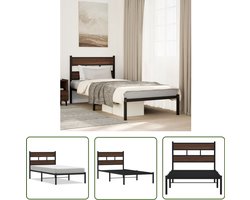 vidaXL Houten Bed - Bed Frame - Bedframe met hoofdbord zonder matras bruin eikenkleur 80x200 cm - Boxspring - Tweepersoonsbed - Kingsize Bed