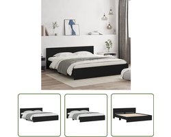 vidaXL Houten Bed - Bed Frame - Bedframe met hoofdeinde zwart 200x200 cm - Tweepersoons Bed - Zwarte Bed - Modern Bed