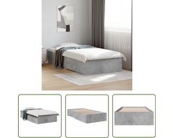 vidaXL Houten Bed - Bed Frame - Bedframe met lades bewerkt hout betongrijs 100x200 cm - Tweepersoonsbed - Beton Grijs - Bed Met Lade