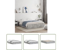 vidaXL Houten Bed - Bed Frame - Bedframe met lades bewerkt hout betongrijs 150x200 cm - Betonnen Grijs Bed - Slaapkamersdecoratie - Opbergladekasten