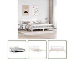 vidaXL Houten Bed - Bed Frame - Bedframe zonder matras massief grenenhout wit 200x200 cm - Grenen Hout - Tweepersoons Bed - Slaapcomfort
