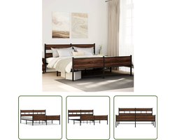 vidaXL Houten Bed - Bed Frame - Bedframe zonder matras metaal bruin eikenkleur 180x200 cm - Bedbank - Slaapkamers - Slaapcomfort