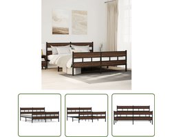 vidaXL Houten Bed - Bed Frame - Bedframe zonder matras metaal bruin eikenkleur 180x200 cm - Metalen Bed - Boxspring Bed - Slaapcomfort
