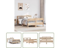 vidaXL Houten Bed - Bedframe - Bedframe zonder matras massief grenenhout 160x200 cm - Grenen Hout Bed - Kingsize Bed - Tweepersoonsbed