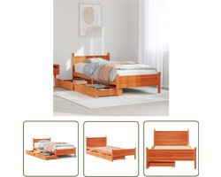 vidaXL Houten Bed - Bedframe - Bedframe zonder matras massief grenenhout wasbruin 100x200 cm - Bedbank - Slaapkamervloer - Slaapcomfort