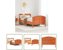 vidaXL Houten Bed - Bedframe - Bedframe zonder matras massief grenenhout wasbruin 100x200 cm - Grenenhouten Bed - Bed Met Opbergvakken - Kingsize Bed