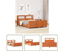 vidaXL Houten Bed - Bedframe - Bedframe zonder matras massief grenenhout wasbruin 135x190 cm - Bed - Slaapkamervloer - Slaapcomfort